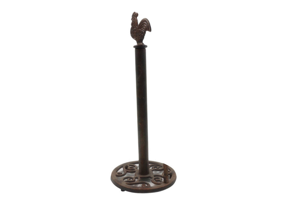 Rustic Copper Cast Iron Rooster Extra Toilet Paper Stand 15"