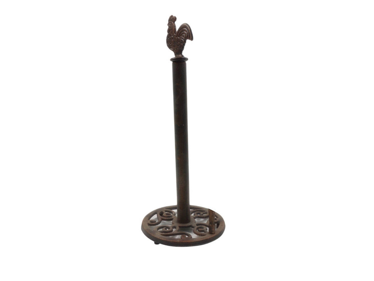 Rustic Copper Cast Iron Rooster Extra Toilet Paper Stand 15"