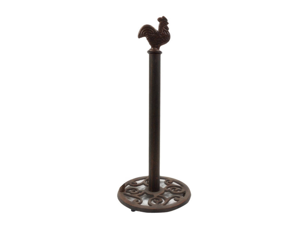 Rustic Copper Cast Iron Rooster Extra Toilet Paper Stand 15"