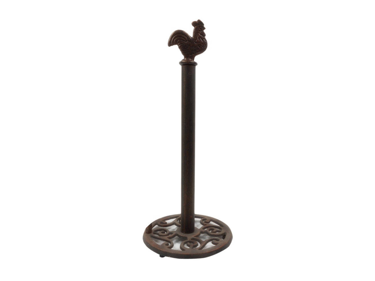 Rustic Copper Cast Iron Rooster Extra Toilet Paper Stand 15"