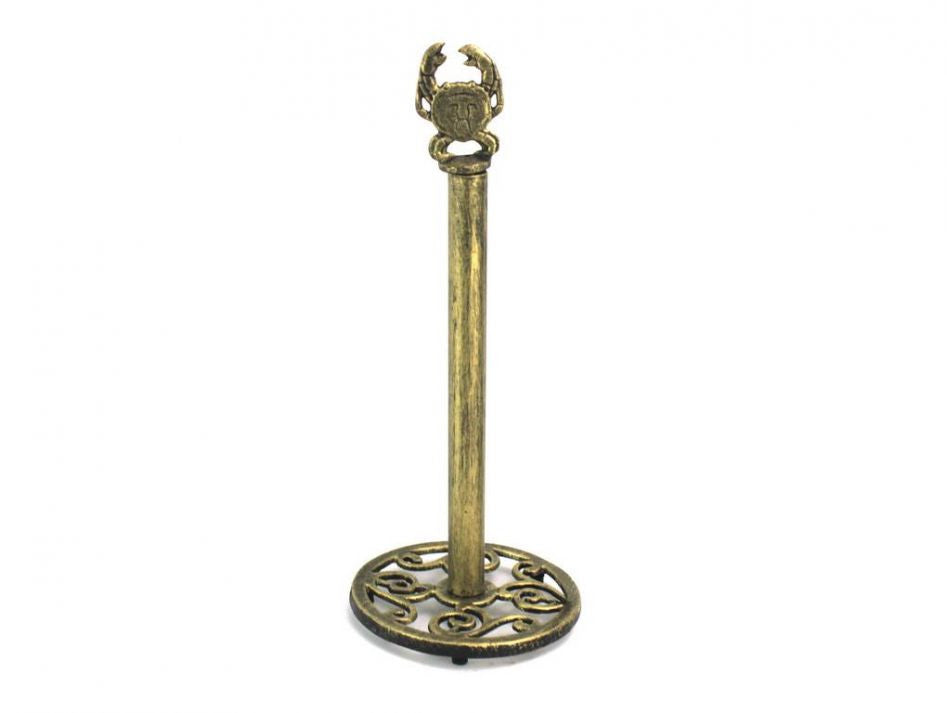 Antique Gold Cast Iron Crab Extra Toilet Paper Stand 16"