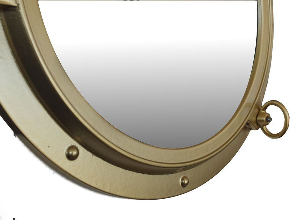 Gold Finish Porthole Mirror 24"