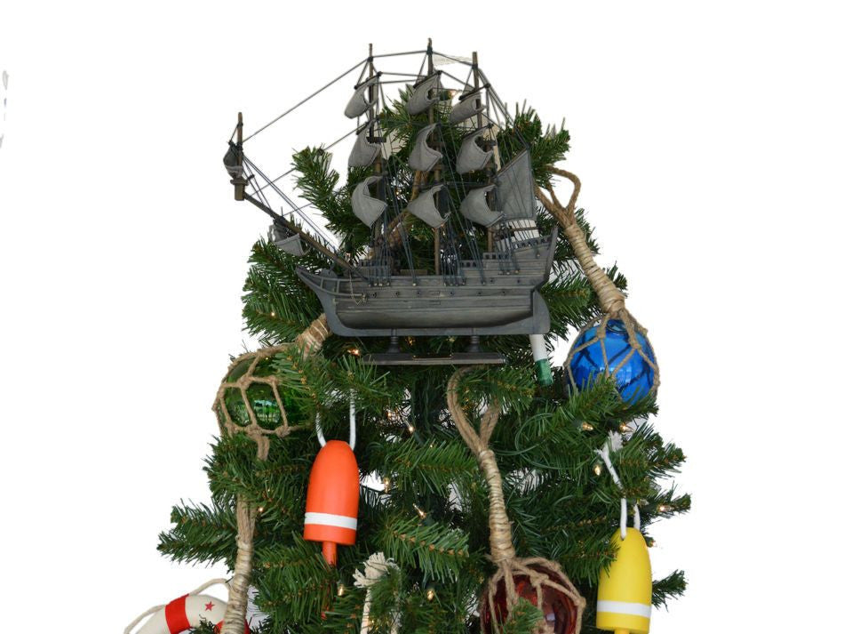 Wooden Flying Dutchman Model Pirate Ship Christmas Tree Topper Decoration