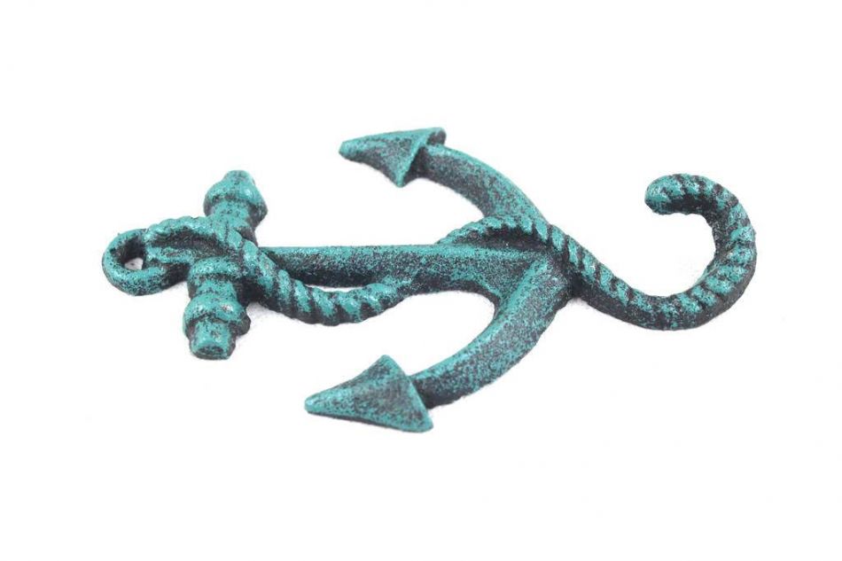 Seaworn Blue Cast Iron Anchor Hook 5"