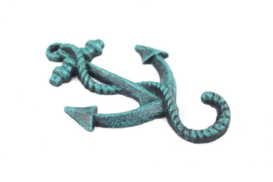 Seaworn Blue Cast Iron Anchor Hook 5"