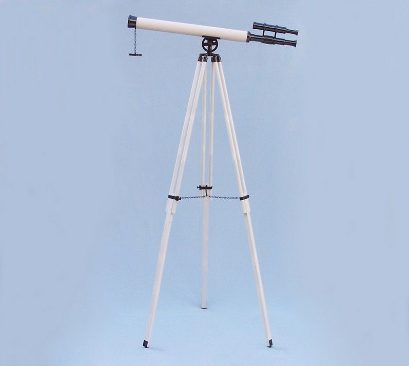 Floor Standing Oil-Rubbed Bronze/White Leather Griffith Astro Telescope 64"