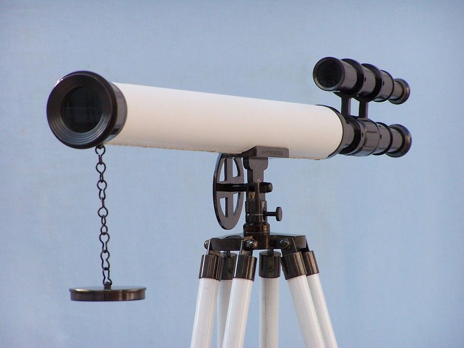 Floor Standing Oil-Rubbed Bronze/White Leather Griffith Astro Telescope 64"