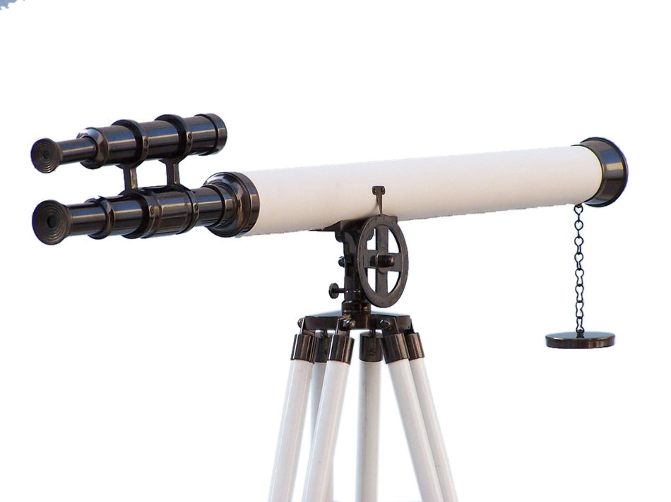 Floor Standing Oil-Rubbed Bronze/White Leather Griffith Astro Telescope 64"