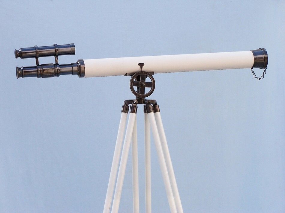 Floor Standing Oil-Rubbed Bronze/White Leather Griffith Astro Telescope 64"