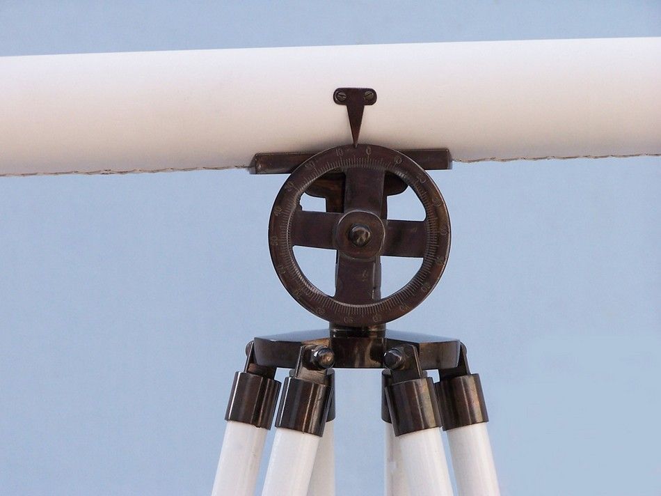 Floor Standing Oil-Rubbed Bronze/White Leather Griffith Astro Telescope 64"