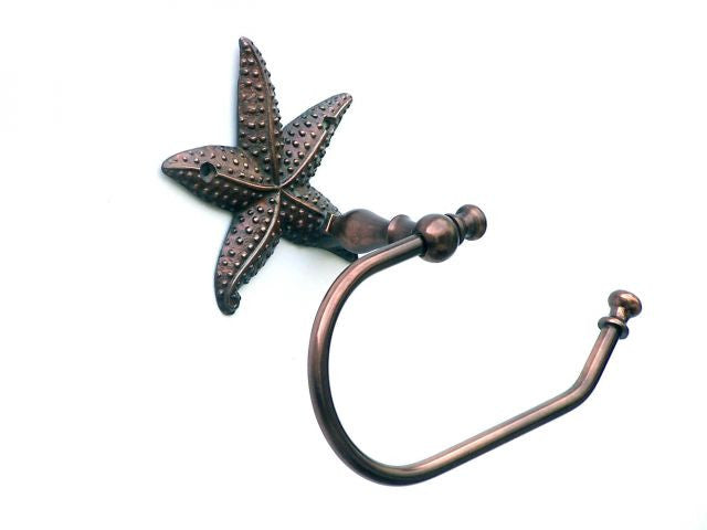 Antique Copper Starfish Hand Towel Holder 10"