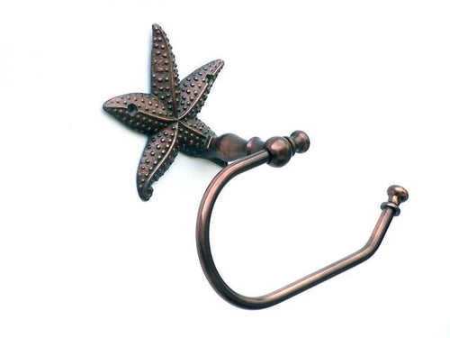 Antique Copper Starfish Hand Towel Holder 10"