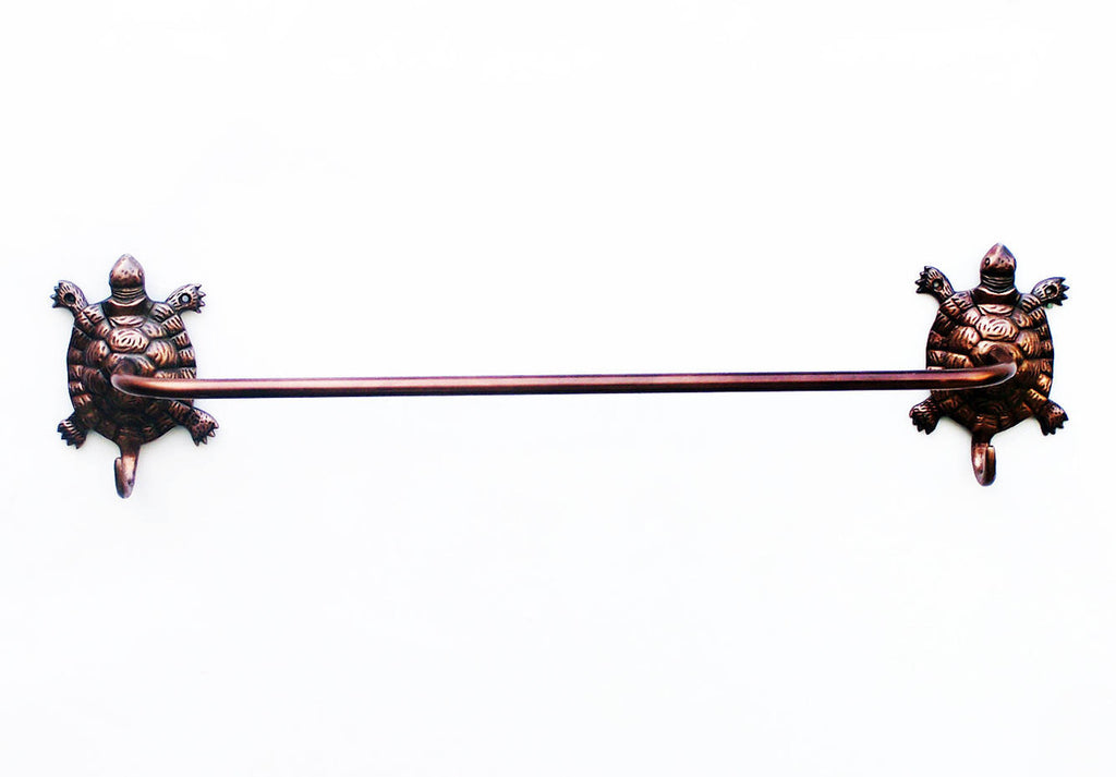 Antique Copper Turtle Bath Towel Holder 28"