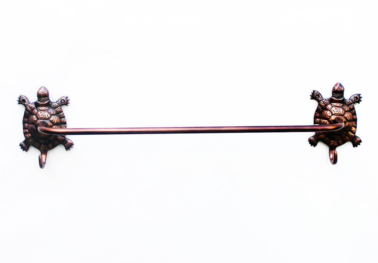 Antique Copper Turtle Bath Towel Holder 28"