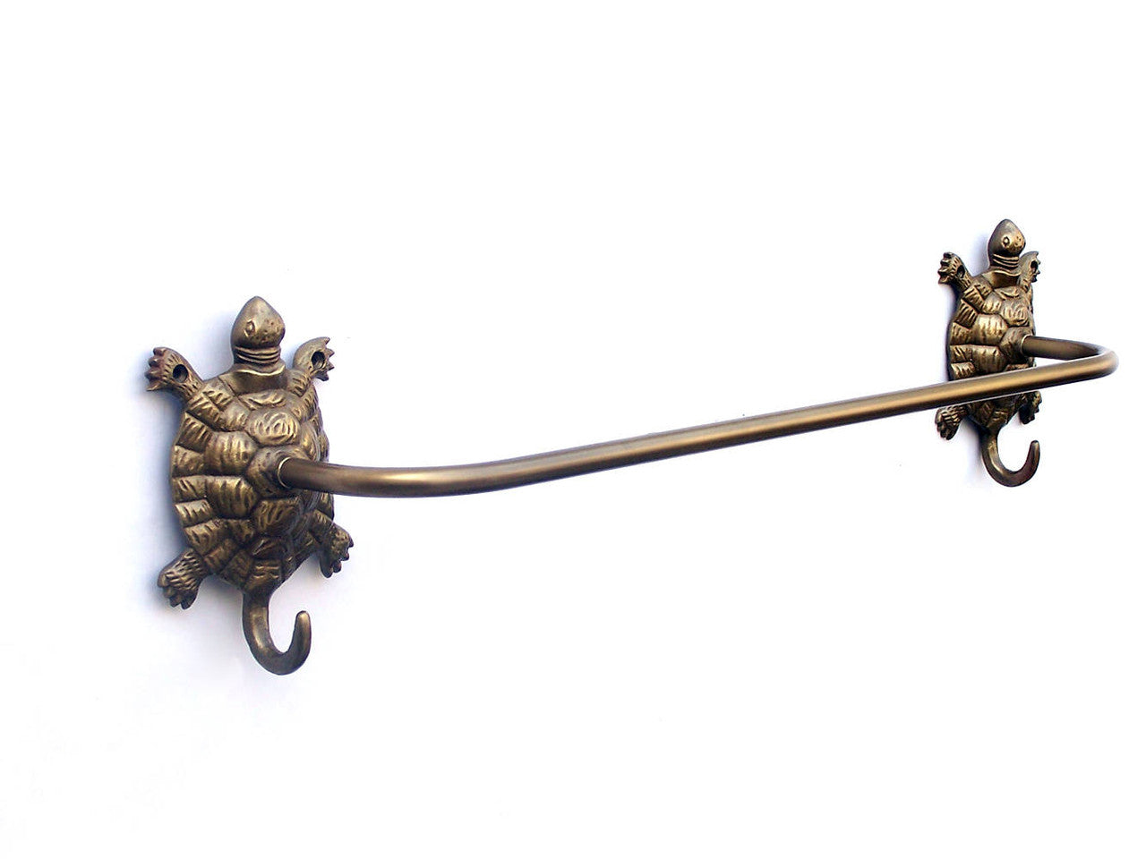 Antique Brass Turtle Bath Towel Holder 28"