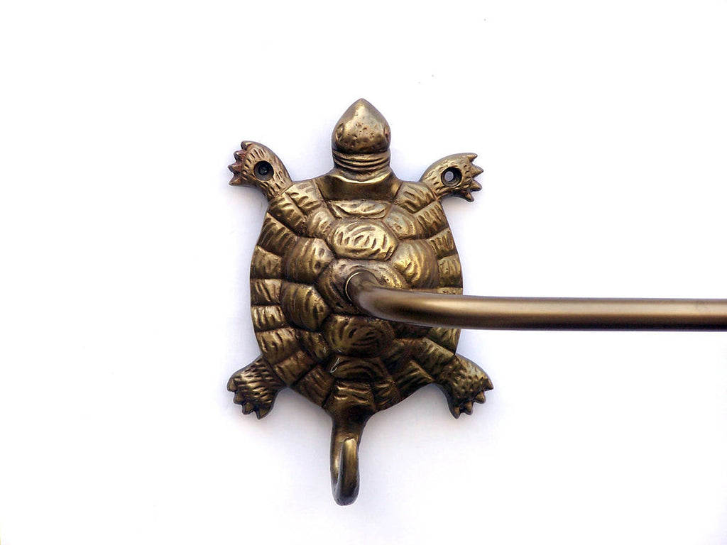 Antique Brass Turtle Bath Towel Holder 28"