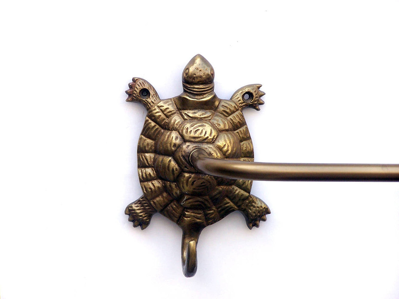 Antique Brass Turtle Bath Towel Holder 28"