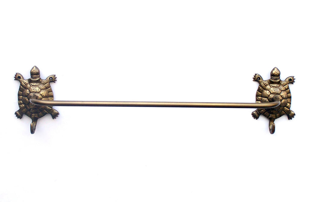 Antique Brass Turtle Bath Towel Holder 28"