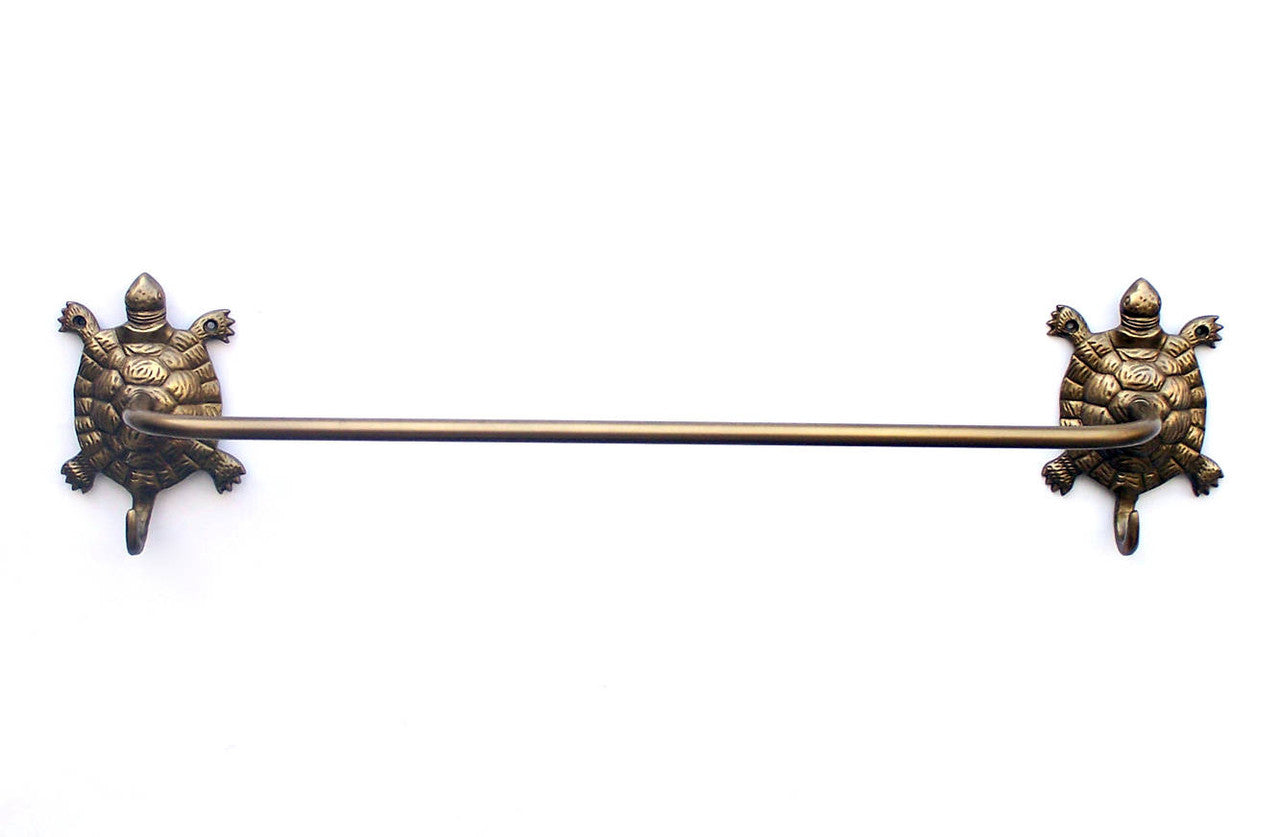 Antique Brass Turtle Bath Towel Holder 28"
