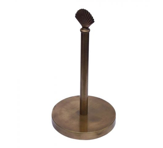 Antique Brass Sea Shell Extra Toilet Paper Stand 16"