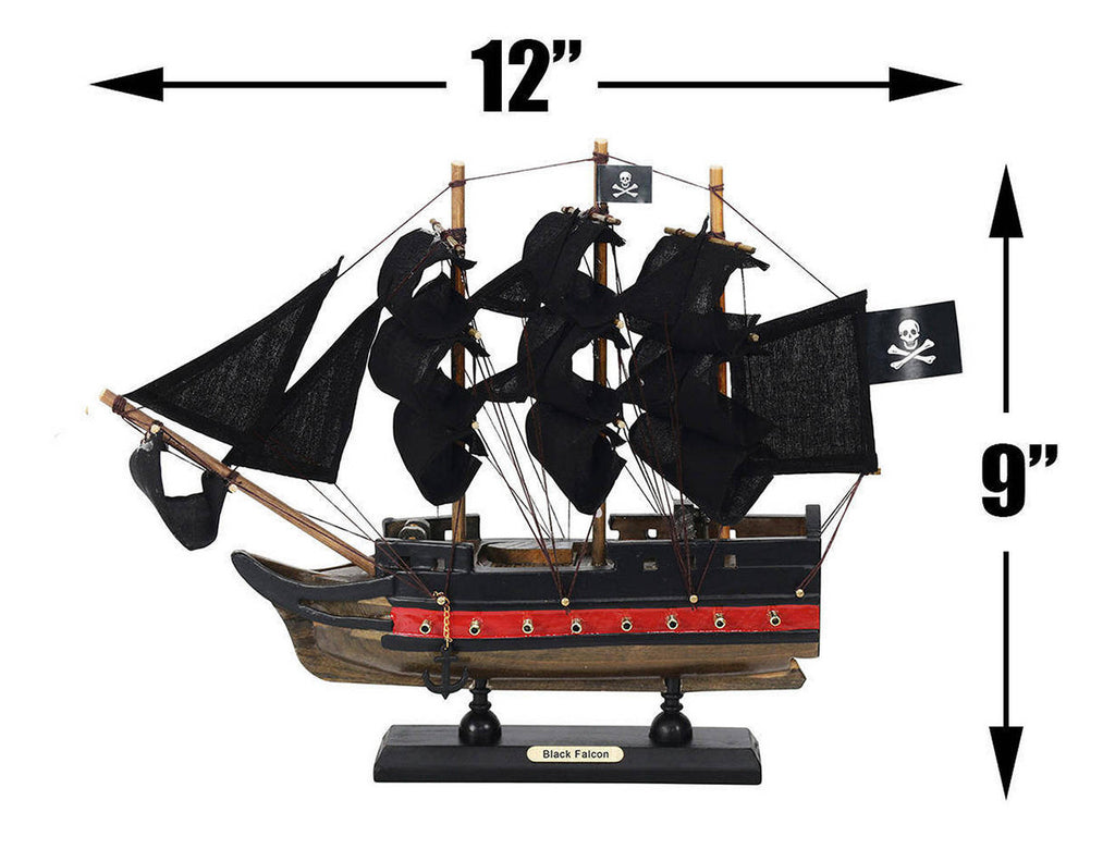 Wooden Captain Kidds Black Falcon Black Sails Limited Model Pirate Ship 12"