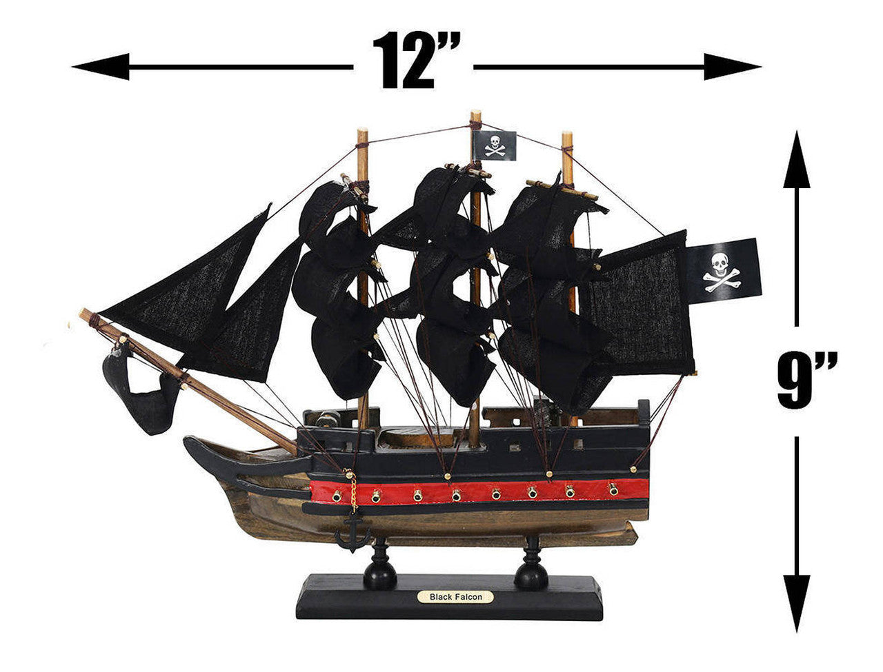 Wooden Captain Kidds Black Falcon Black Sails Limited Model Pirate Ship 12"