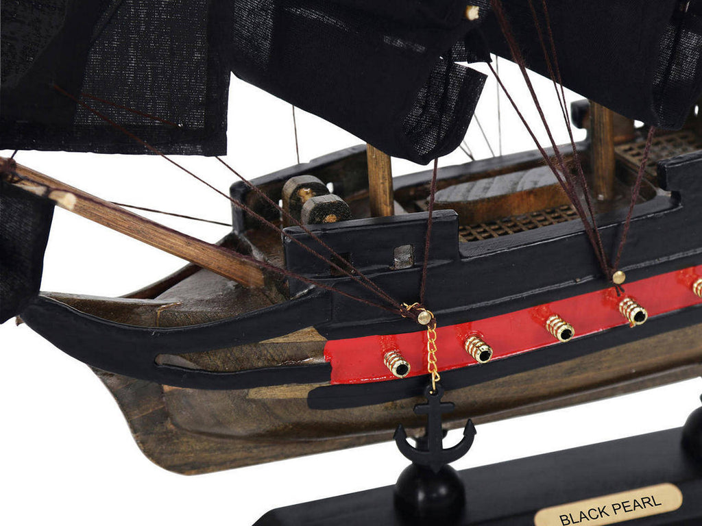 Wooden Black Pearl with Black Sails Limited Model Pirate Ship 12"
