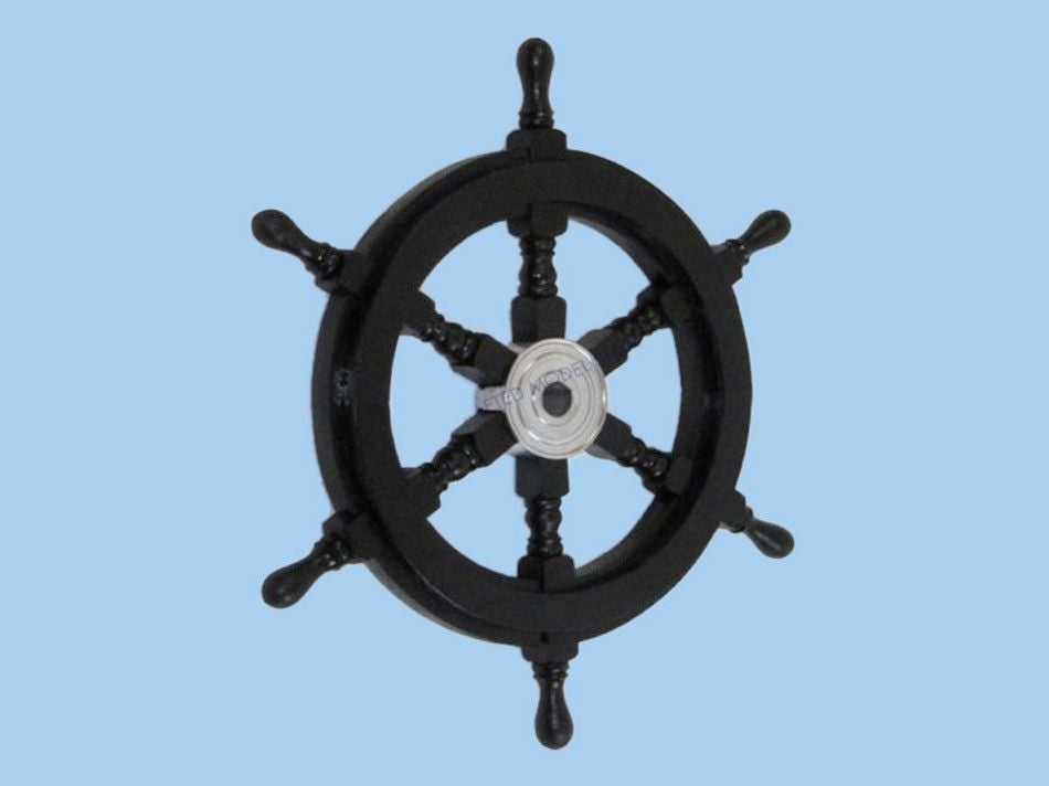 Deluxe Class Wood and Chrome Pirate Ship Steering Wheel 18"