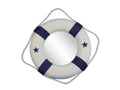 Classic White Decorative Lifering Mirror with Blue Bands 15"