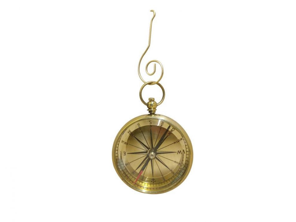Solid Brass Lensatic Compass Christmas Ornament 5"