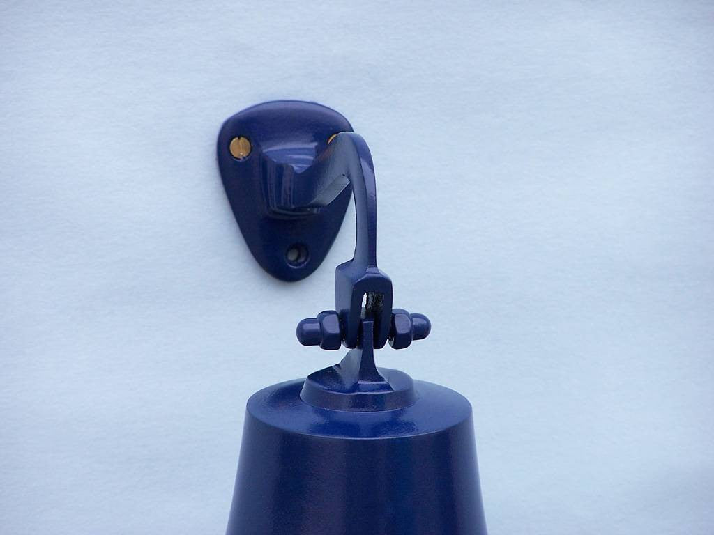 Solid Brass Hanging Ships Bell 11" - Blue