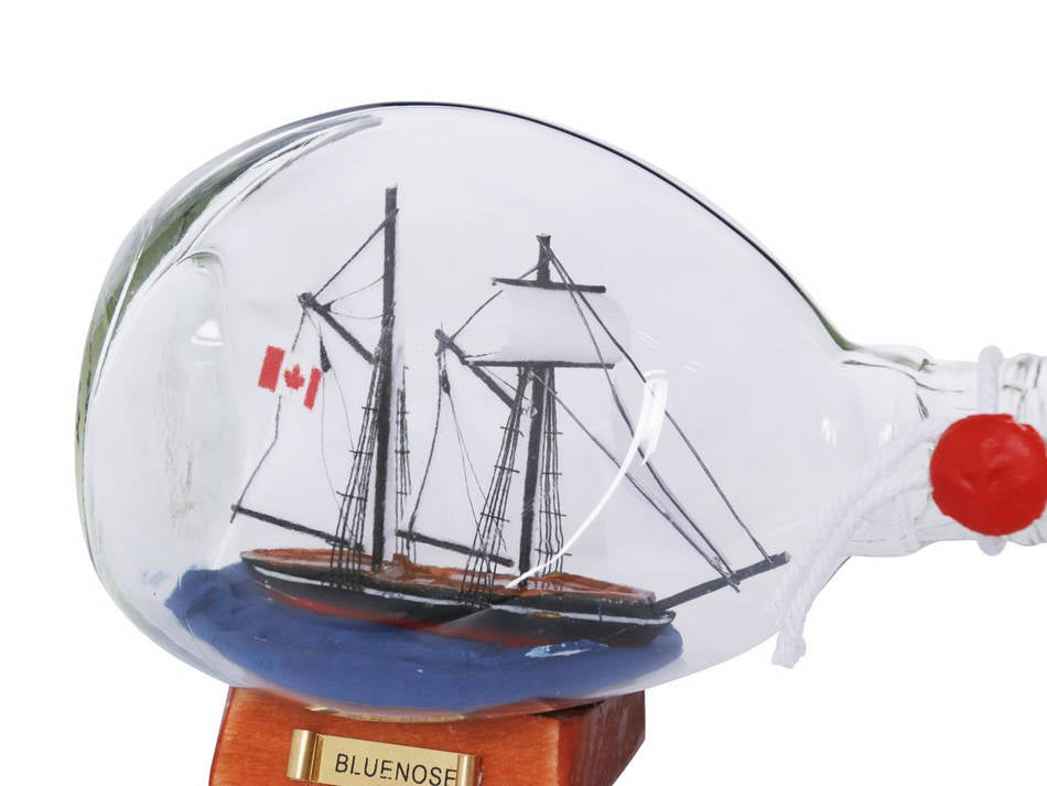 Bluenose Sailboat in a Glass Bottle 7"