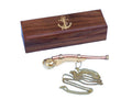 Solid Brass/Copper Boatswain (Bosun) Whistle w Rosewood Box 5"