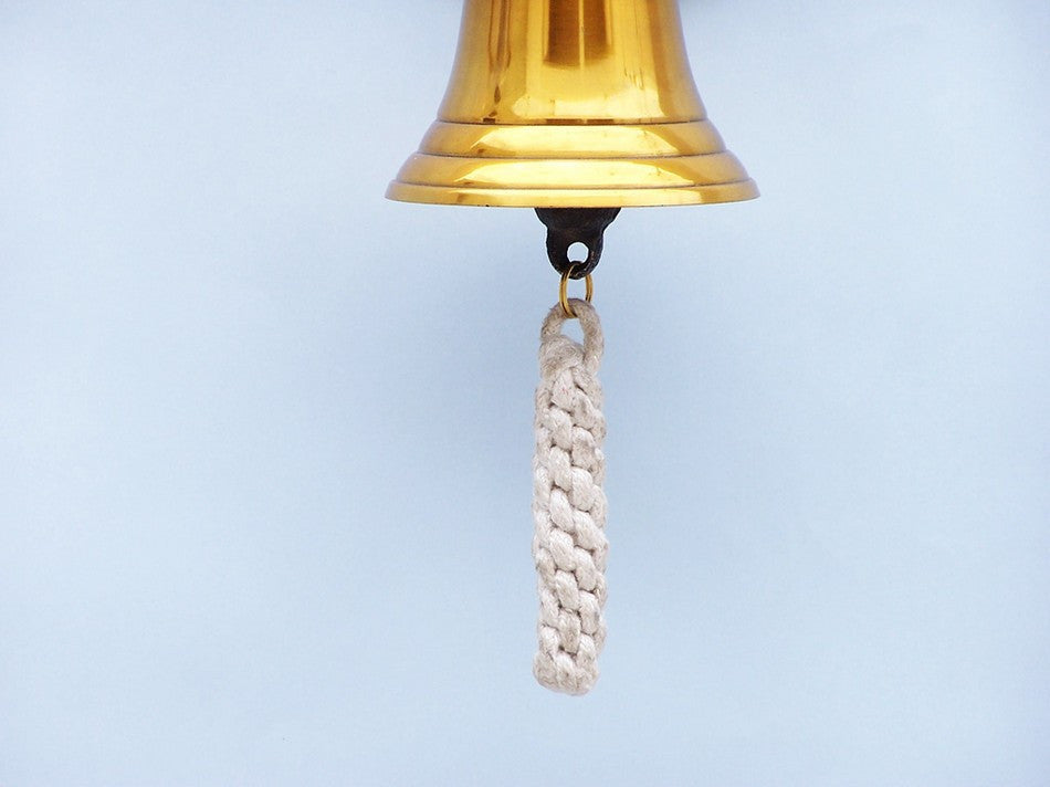 Brass Plated Hanging Ship Wheel Bell 7"