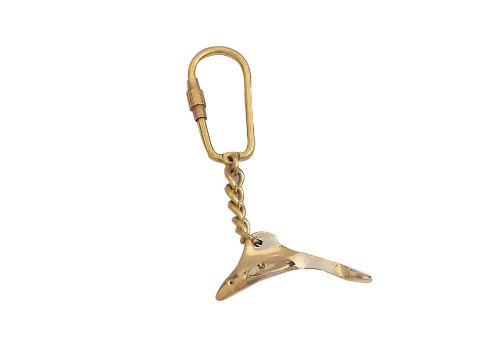 Solid Brass Dolphin Key Chain 4"