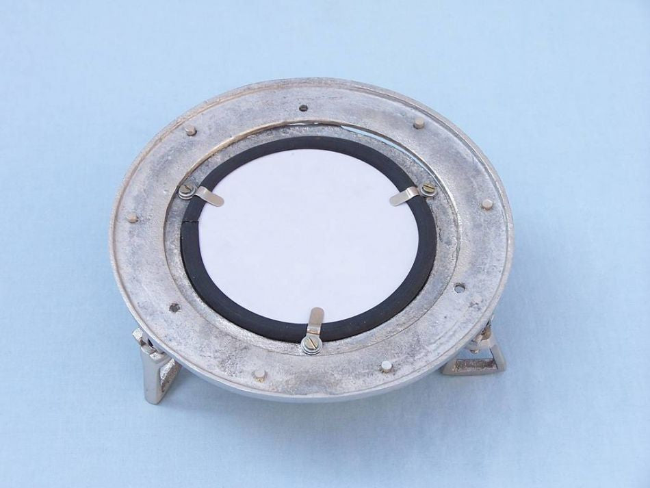 Brushed Nickel Deluxe Class Decorative Ship Porthole Mirror 8"