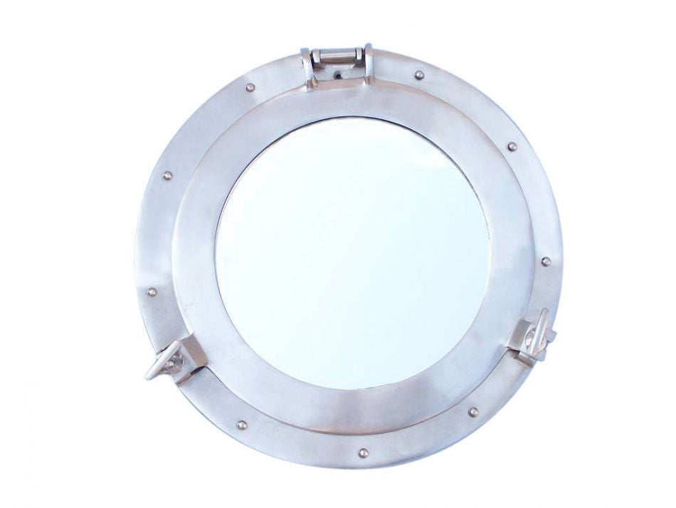 Brushed Nickel Deluxe Class Decorative Ship Porthole Window 12"