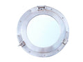 Brushed Nickel Deluxe Class Decorative Ship Porthole Mirror 12"