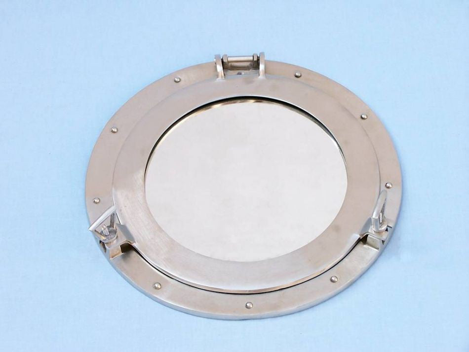 Brushed Nickel Deluxe Class Decorative Ship Porthole Window 12"