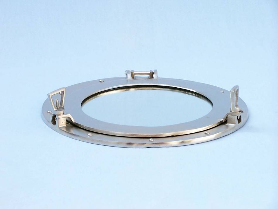 Brushed Nickel Deluxe Class Decorative Ship Porthole Window 12"