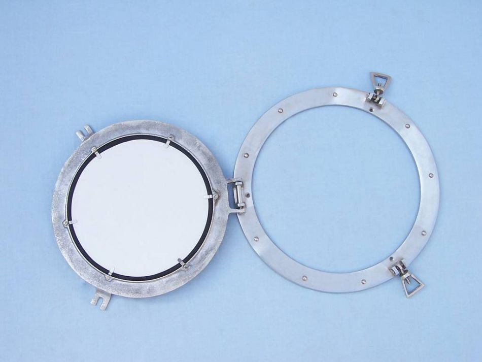 Brushed Nickel Deluxe Class Decorative Ship Porthole Window 12"