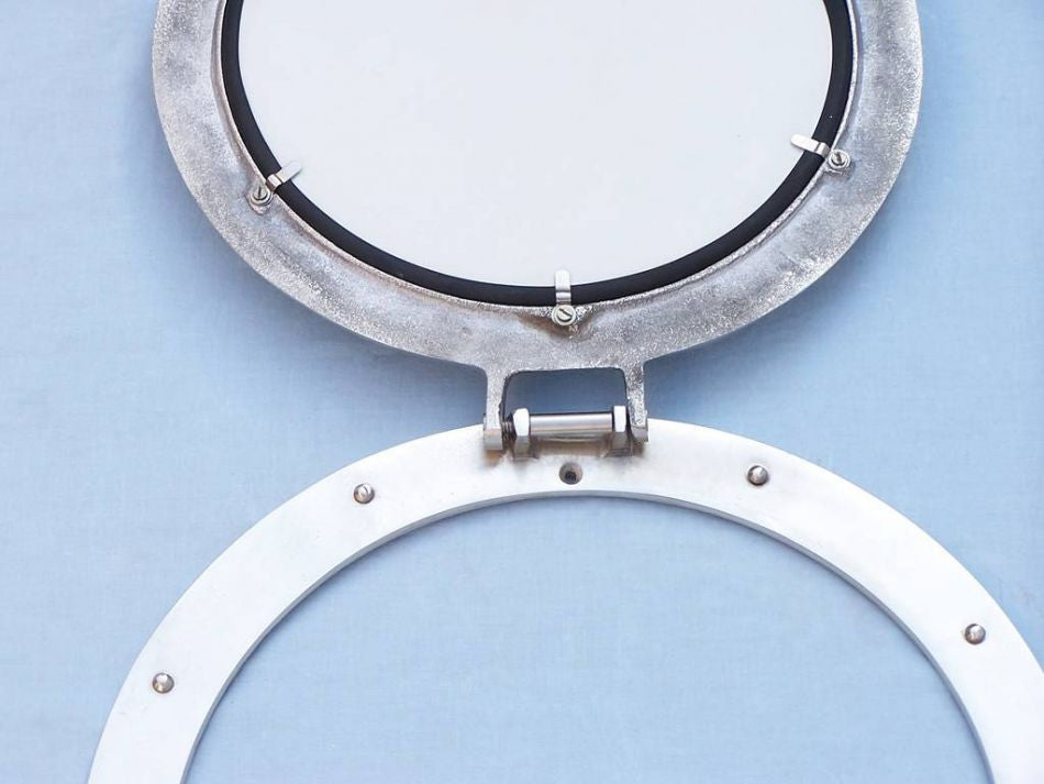 Brushed Nickel Deluxe Class Decorative Ship Porthole Window 12"
