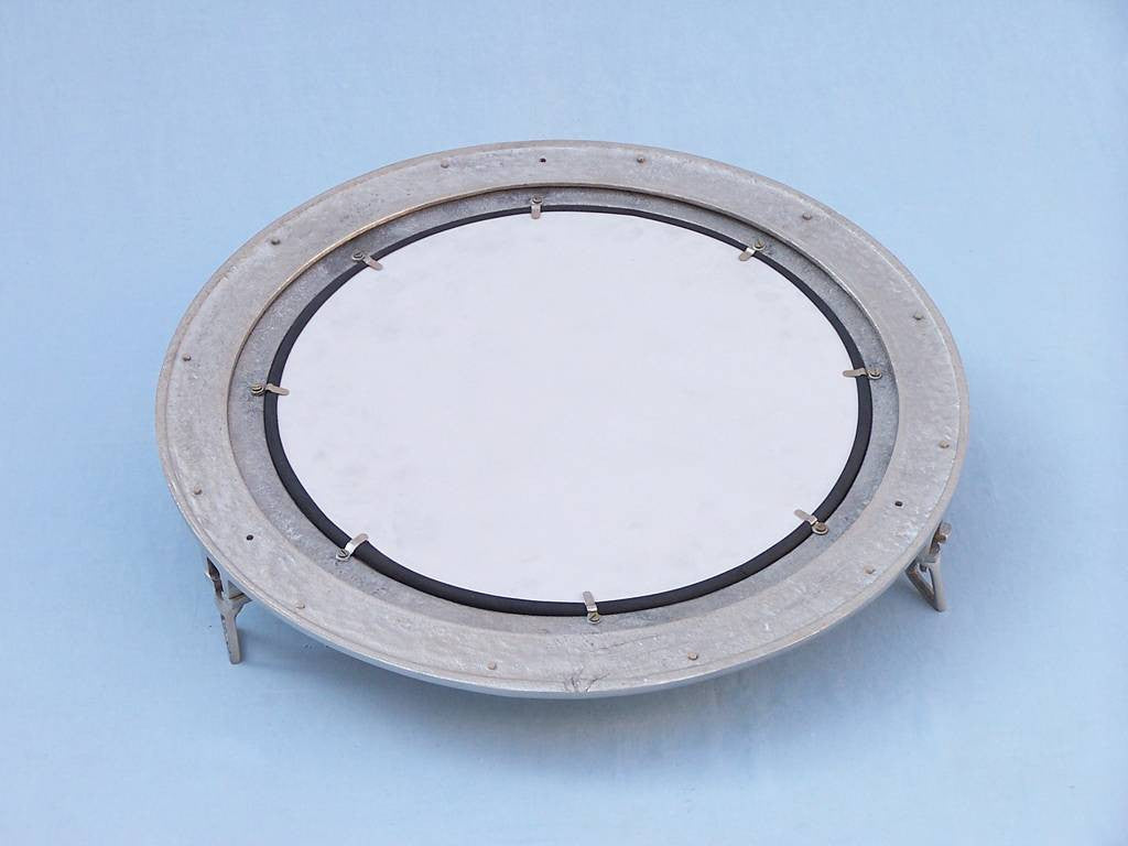 Brushed Nickel Deluxe Class Decorative Ship Porthole Mirror 20"