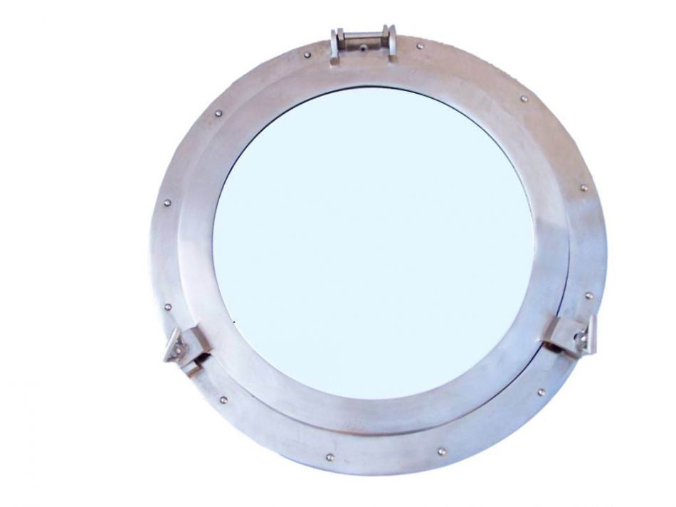 Brushed Nickel Deluxe Class Decorative Ship Porthole Window 20"