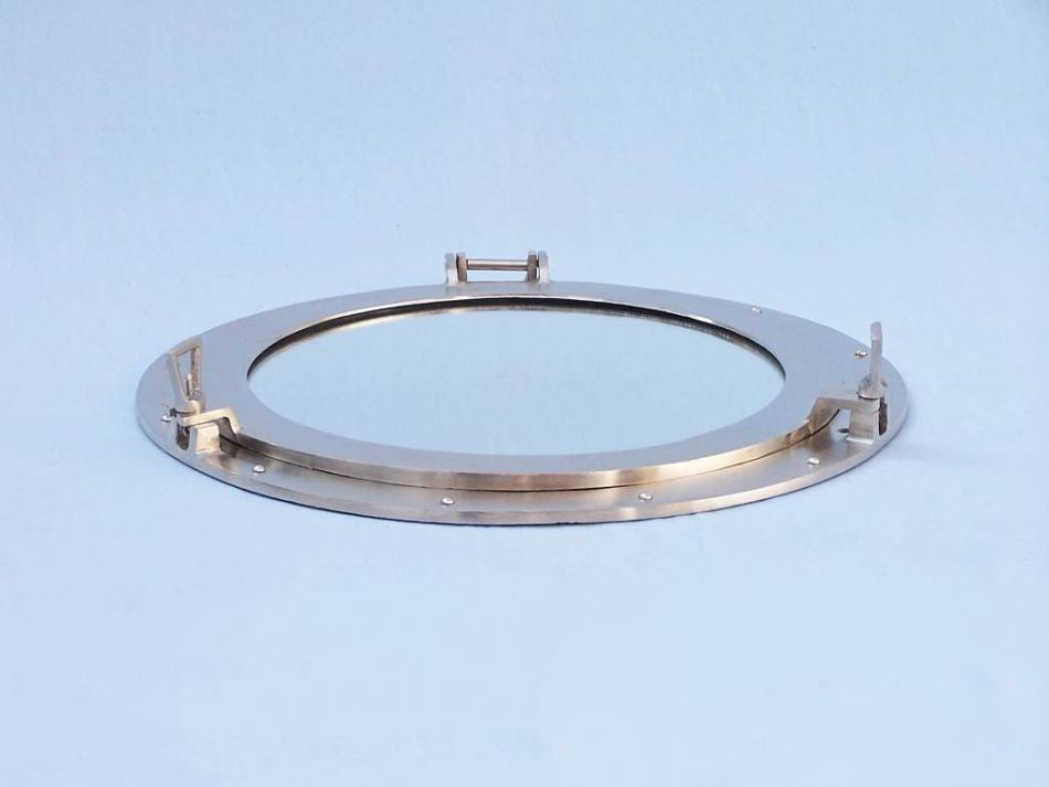 Brushed Nickel Deluxe Class Decorative Ship Porthole Window 20"