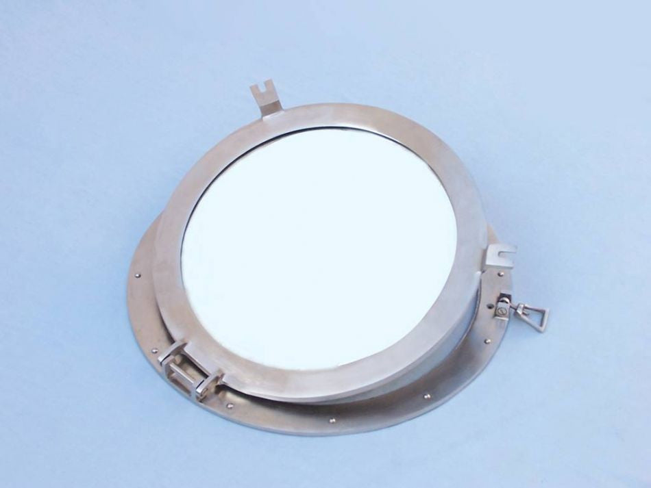 Brushed Nickel Deluxe Class Decorative Ship Porthole Window 20"