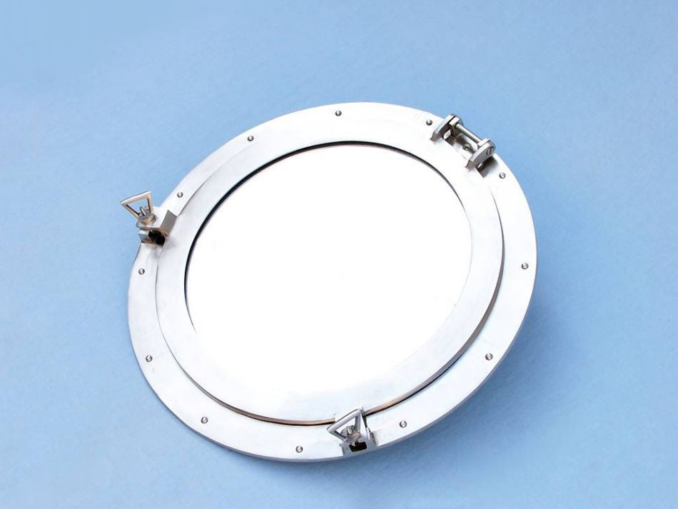 Brushed Nickel Deluxe Class Decorative Ship Porthole Window 20"