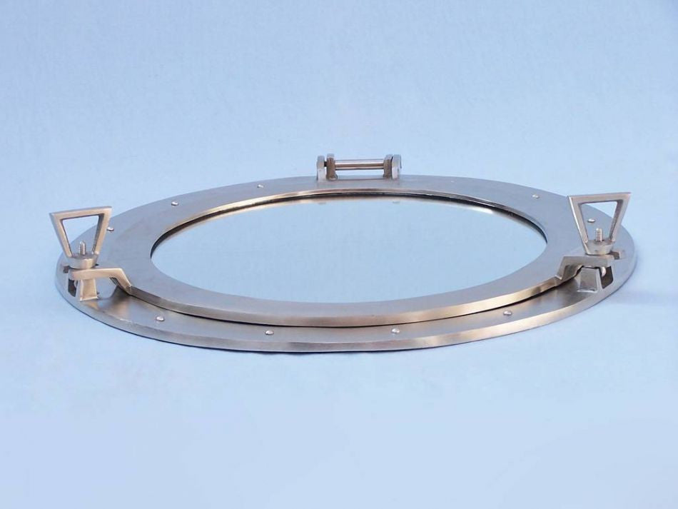 Brushed Nickel Deluxe Class Decorative Ship Porthole Window 24"