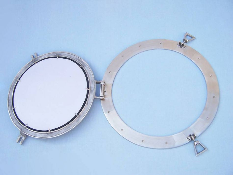 Brushed Nickel Deluxe Class Decorative Ship Porthole Window 24"