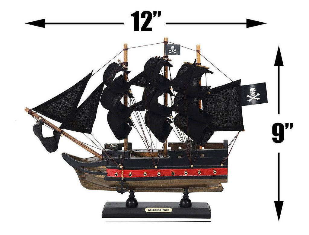 Wooden Caribbean Pirate Black Sails Limited Model Pirate Ship 12"